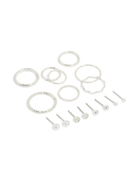 Silver Studs & Wavy Rings 12-Pack - link has visual effect only