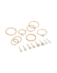 Gold Diamante Studs & Rings 12-Pack - link has visual effect only