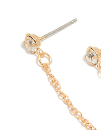 Gold Diamante & Chain Stud Earring - link has visual effect only