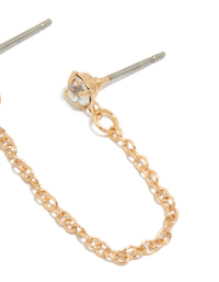 Gold Diamante & Chain Stud Earring - link has visual effect only