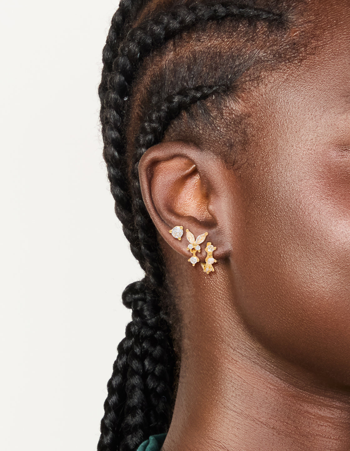 Gold Plated Mini Butterfly Hoop Earrings 3-Pack