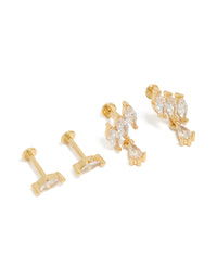 Gold Plated Brass Twisted Marquise Flat Back Studs 2-Pack - link has visual effect only