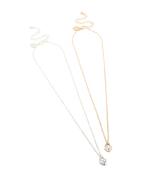 Mixed Metal Heart Locket Necklaces 2-Pack - link has visual effect only