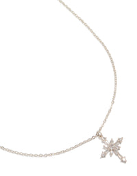 Silver Diamante Cross Pendant Necklace - link has visual effect only