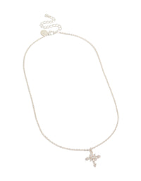 Silver Diamante Cross Pendant Necklace - link has visual effect only