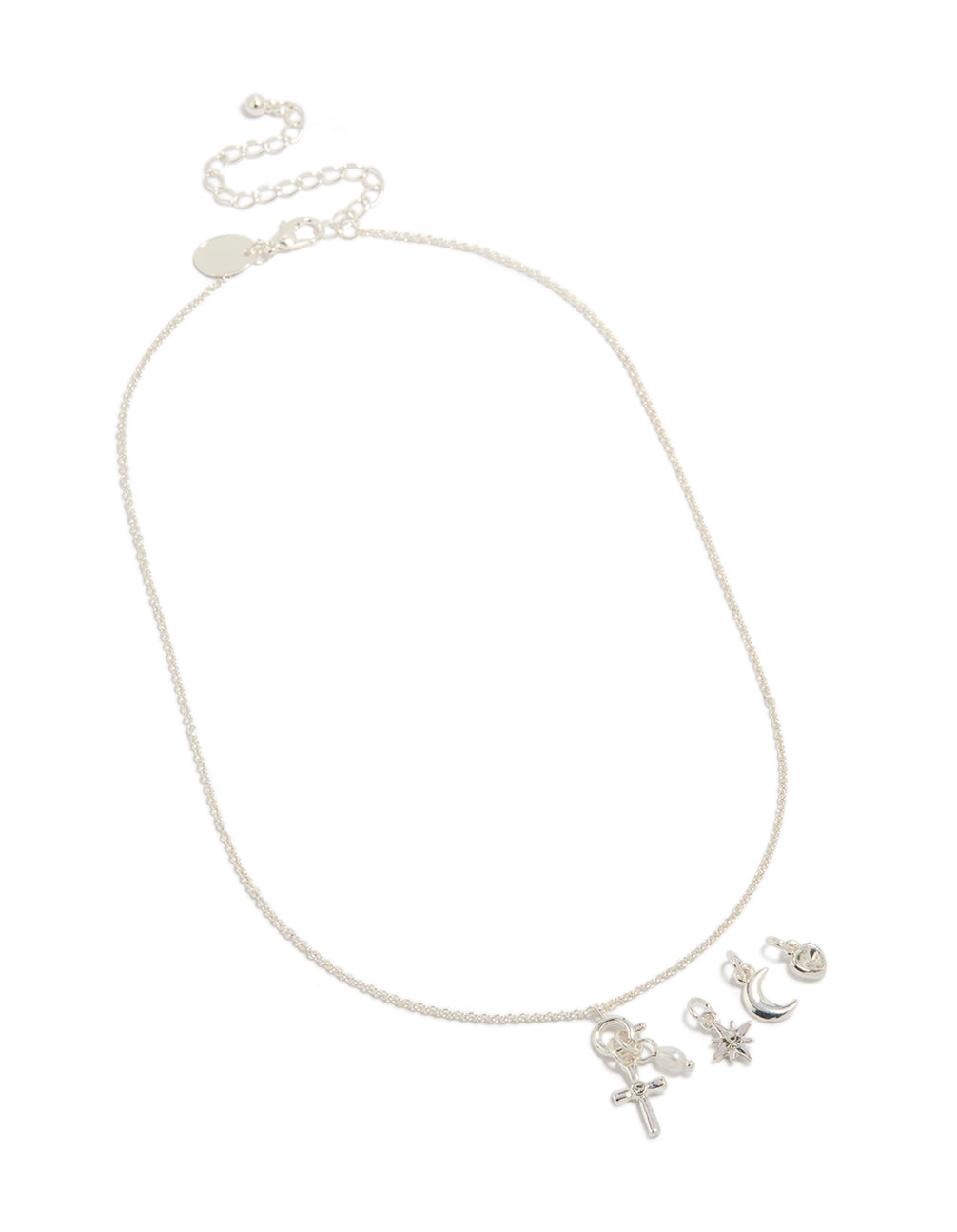 Silver Celestial & Cross Charms Necklace
