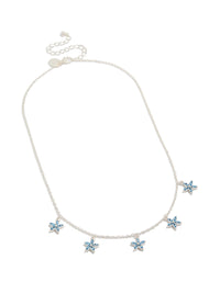 Silver Floral Blue Diamantes Charm Necklace - link has visual effect only
