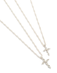 Silver Diamante Cross Twisted Chain Necklaces 2-Pack - link has visual effect only
