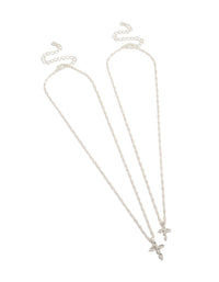 Silver Diamante Cross Twisted Chain Necklaces 2-Pack - link has visual effect only