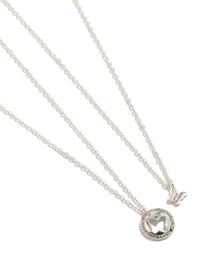 Silver Diamante Butterfly Necklaces 2-Pack - link has visual effect only