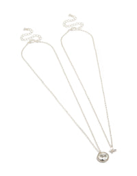 Silver Diamante Butterfly Necklaces 2-Pack - link has visual effect only
