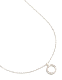 Silver Cubic Zirconia Hollow Circle Pendant Necklace - link has visual effect only