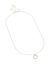 Silver Cubic Zirconia Hollow Circle Pendant Necklace - link has visual effect only