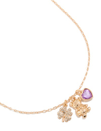 Gold Teddy Bear & Heart Necklace - link has visual effect only