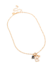 Gold Dice & Ace Of Clubs Charm Necklace - link has visual effect only