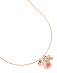 Gold Mushroom & Floral Charms Necklace - link has visual effect only