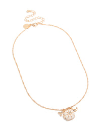 Showcasing a celestial charm locket necklace with moon and star details in gold front view - link has visual effect only