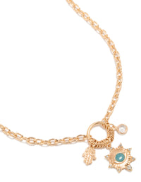 Gold Evil Eye & Hamsa Hand Charms Necklace - link has visual effect only