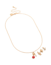 Gold Ladybug & Cactus Charms Necklace - link has visual effect only