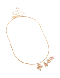 Gold Bow & Butterfly Charm Necklace - link has visual effect only