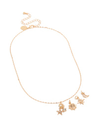 Gold Star & Moon Charm Necklace - link has visual effect only