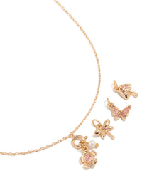 Gold Flower & Mushroom Charm Necklace - link has visual effect only