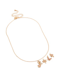 Gold Flower & Mushroom Charm Necklace - link has visual effect only