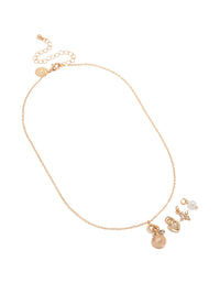 Gold Diamante Star & Heart Charm Necklace - link has visual effect only