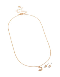 Gold Moon Necklace & Star Earrings Set - link has visual effect only