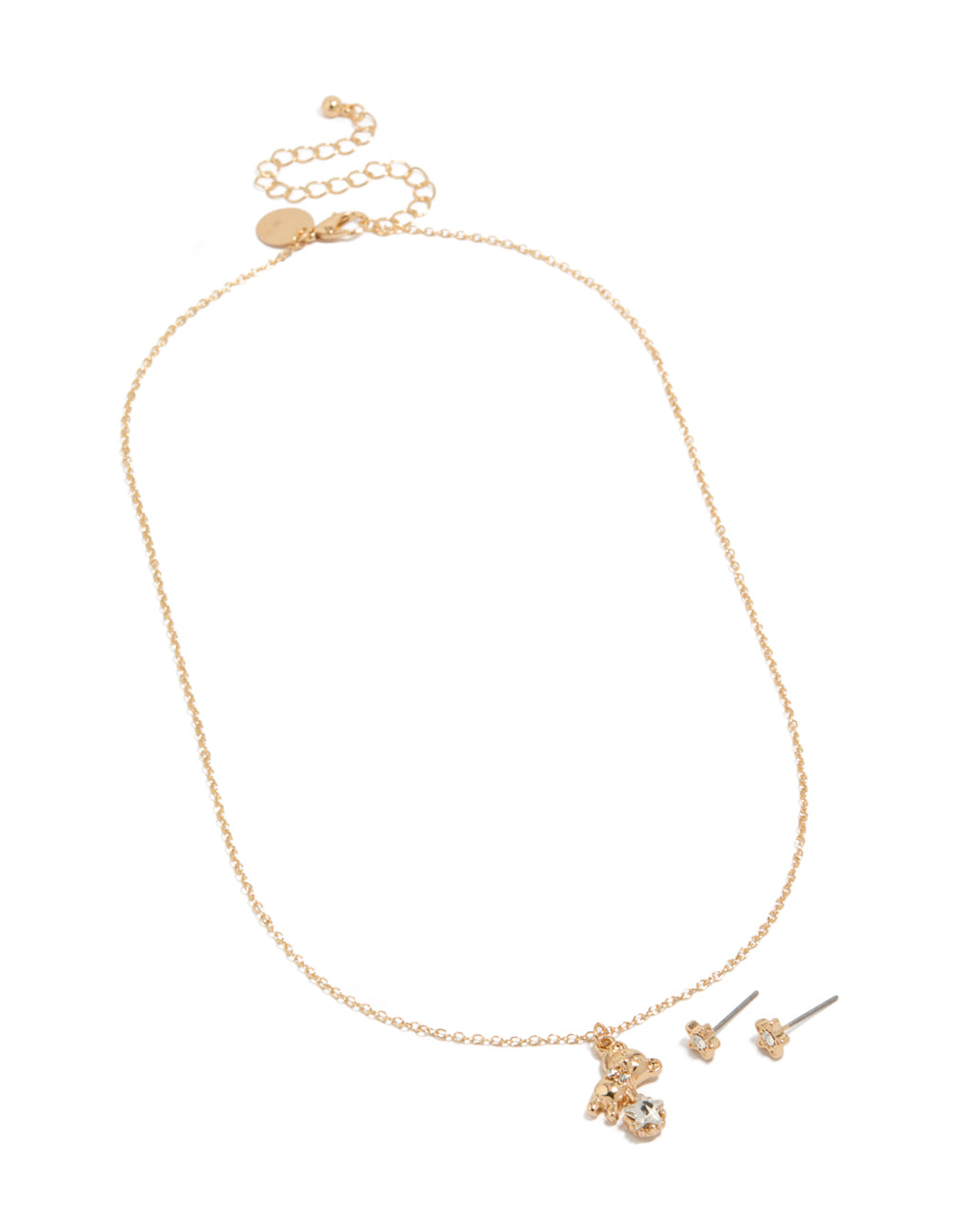 Gold Bear Star Necklace & Earrings Set