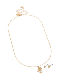 Gold Bear Star Necklace & Earrings Set - link has visual effect only