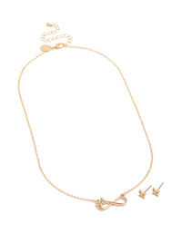 Gold Butterfly Infinity Necklace & Earrings Set - link has visual effect only