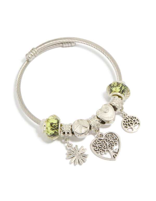 Silver Tree  & Peace Charm Bracelet