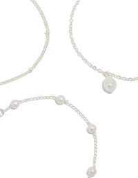 Silver Pearl & Station Drop Bracelets 3-Pack - link has visual effect only