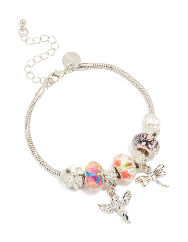 Silver Angel &  Dragonfly Charm Bracelet