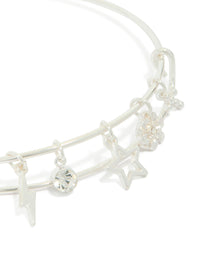 Silver Lightning & Cross Charm Bangle - link has visual effect only