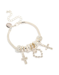 Silver Cross & Heart Charm Necklace - link has visual effect only