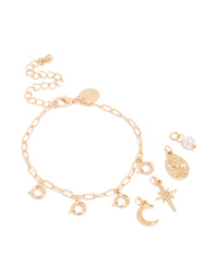 Gold Moon & Star Charm Bracelet - link has visual effect only