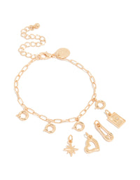 Gold Heart Star & Moon Charm Bracelet - link has visual effect only