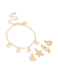 Gold Ocean Animals Charm Bracelet - link has visual effect only