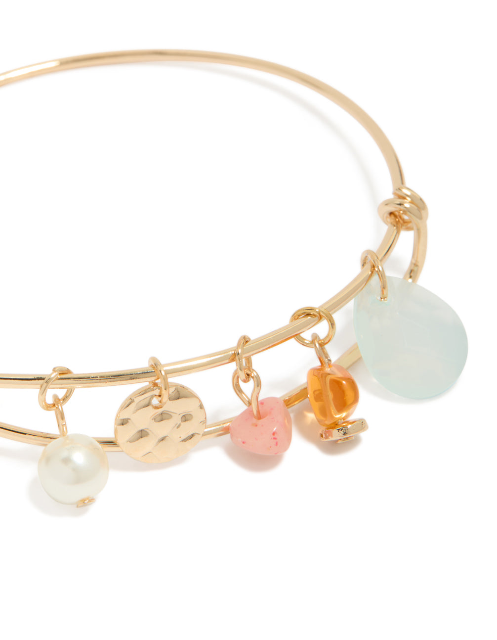 Gold Multi-Size Beaded Charm Bangle