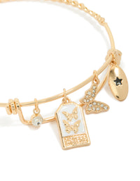 Gold Diamante Butterfly Charm Bangle - link has visual effect only