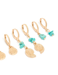 Gold Sea Life Stud & Hoop Earrings 6-Pack - link has visual effect only
