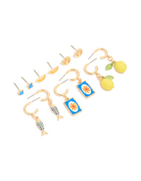 Gold Lemon Holiday Stud & Hoop Earrings 6-Pack - link has visual effect only