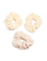Cream, Checkered & Daisy Scrunchies 3-Pack - link has visual effect only