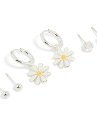 Tweens Stainless Steel Heart & Daisy Stacking Earrings 3-Pack - link has visual effect only