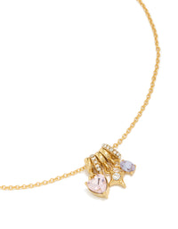 Tweens Gold Plated Stainless Steel Mix Shape Diamante Charm Necklace - link has visual effect only