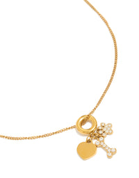 Tweens Gold Plated Stainless Steel Paw & Bone Charm Necklace - link has visual effect only