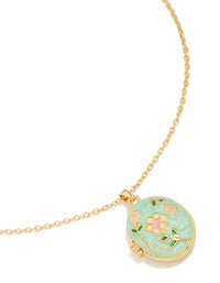 Tweens Gold Plated  Stainless Steel Enamel Daisy Locket Necklace - link has visual effect only