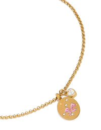 Tweens Gold Plated Stainless Steel Cubic Zirconia & Enamel Pink Bow Necklace - link has visual effect only